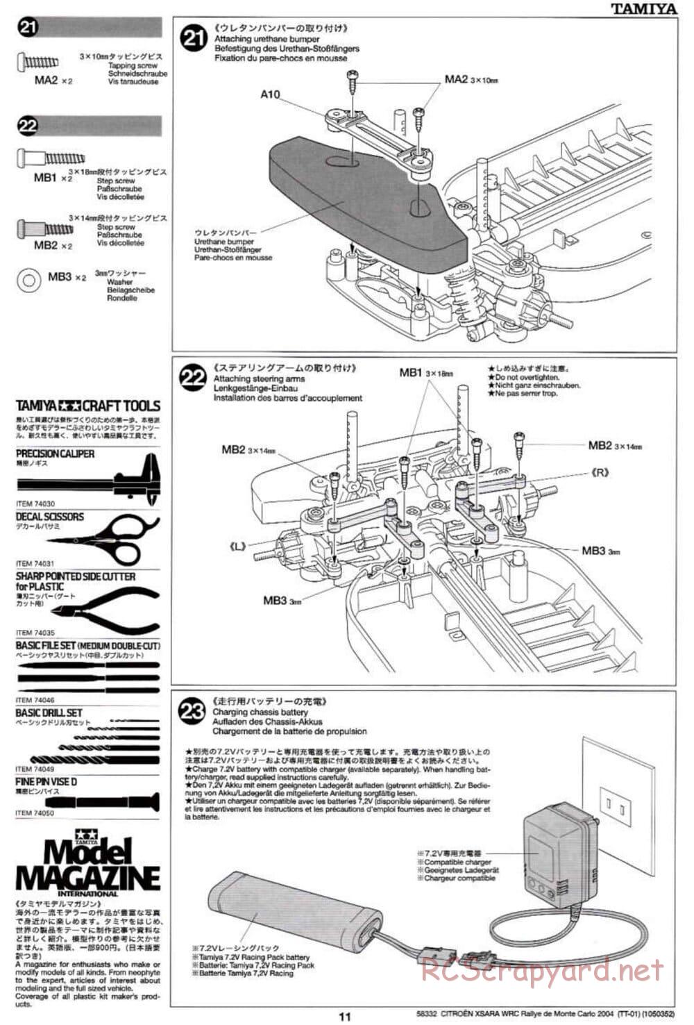 Tamiya - Citroen Xsara WRC Rallye De Monte Carlo 2004 - TT-01 Chassis - Manual - Page 11