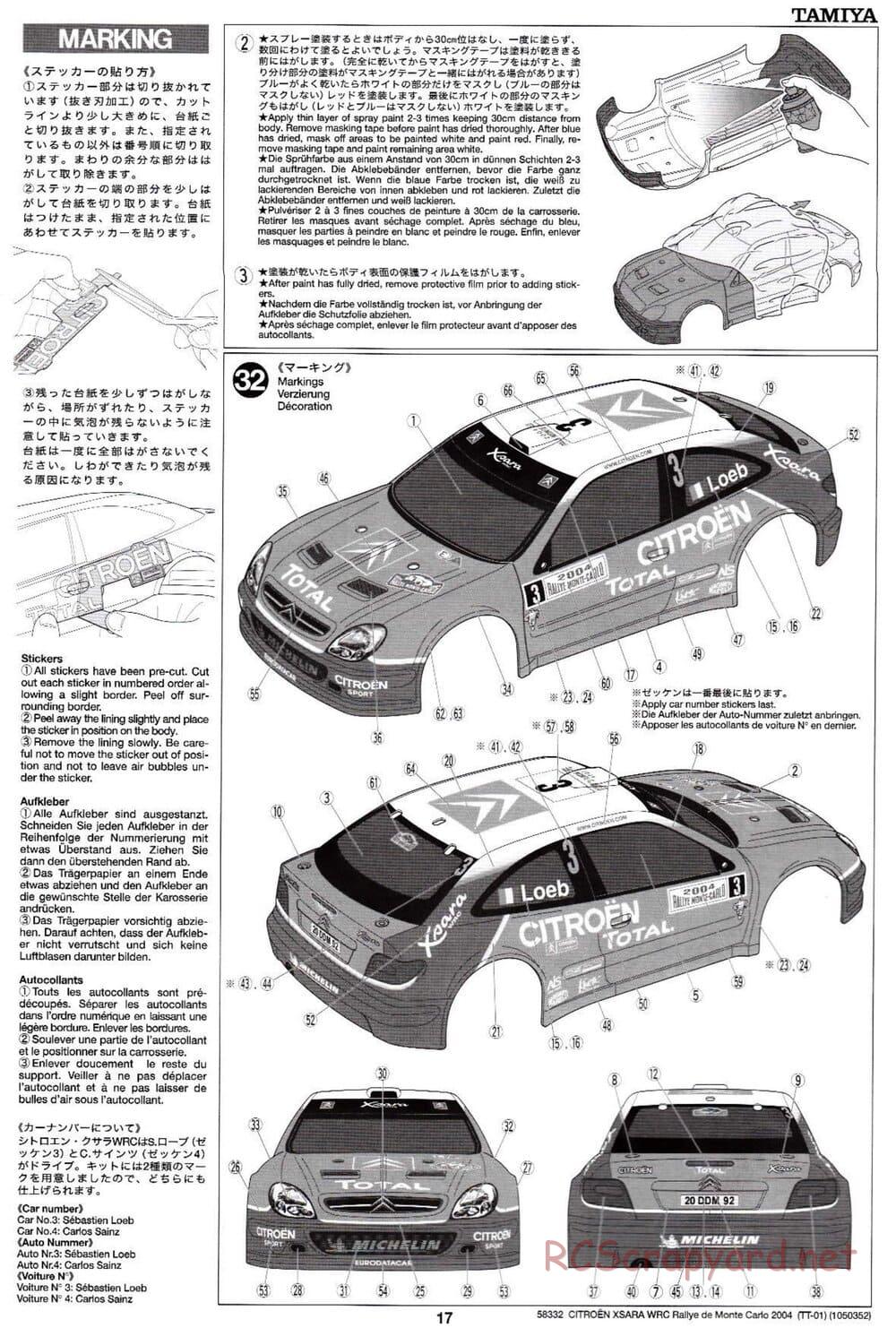 Tamiya - Citroen Xsara WRC Rallye De Monte Carlo 2004 - TT-01 Chassis - Manual - Page 17