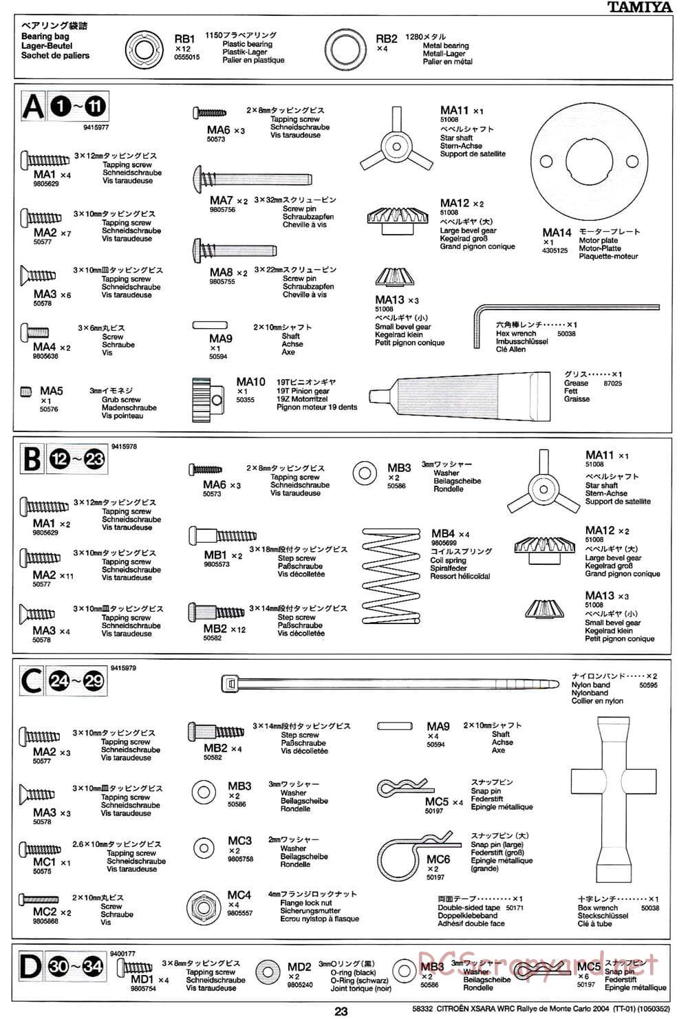 Tamiya - Citroen Xsara WRC Rallye De Monte Carlo 2004 - TT-01 Chassis - Manual - Page 23