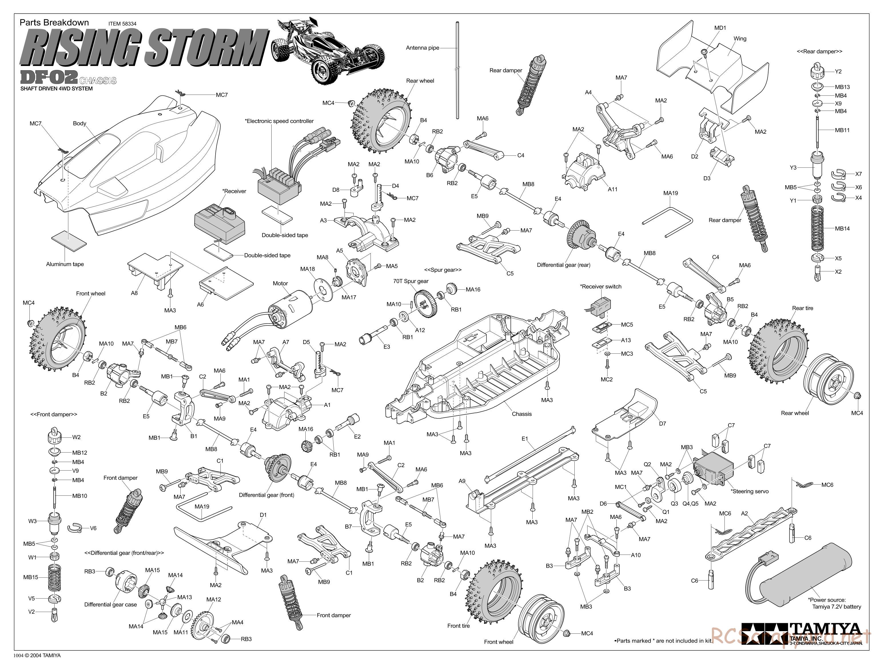 Tamiya - Rising Storm Chassis - Exploded View - Page 1
