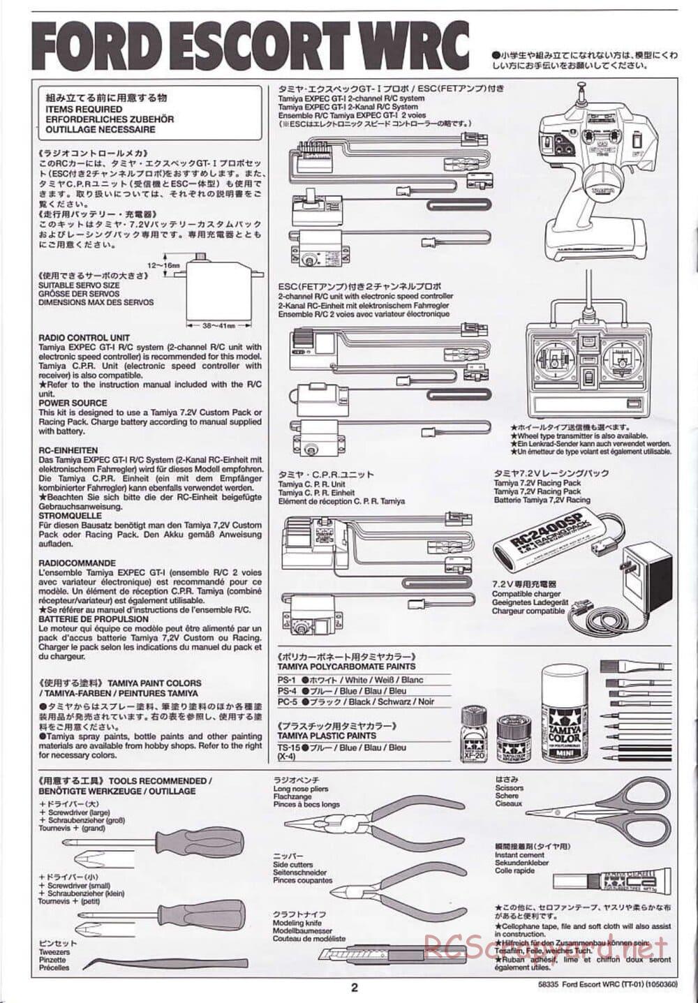 Tamiya - Ford Escort WRC - TT-01 Chassis - Manual - Page 2