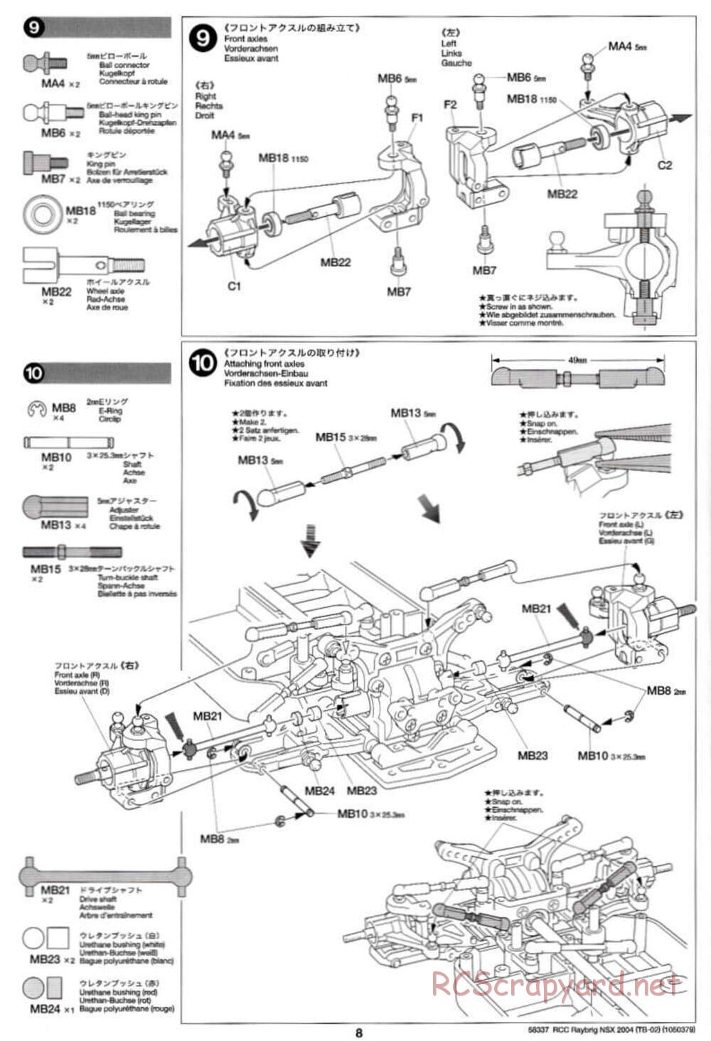 Tamiya - Raybrig NSX 2004 - TB-02 Chassis - Manual - Page 8