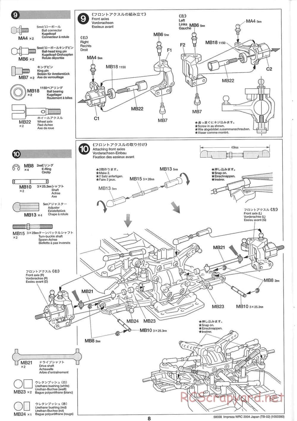 Tamiya - Subaru Impreza WRC 2004 Rally Japan - TB-02 Chassis - Manual - Page 8