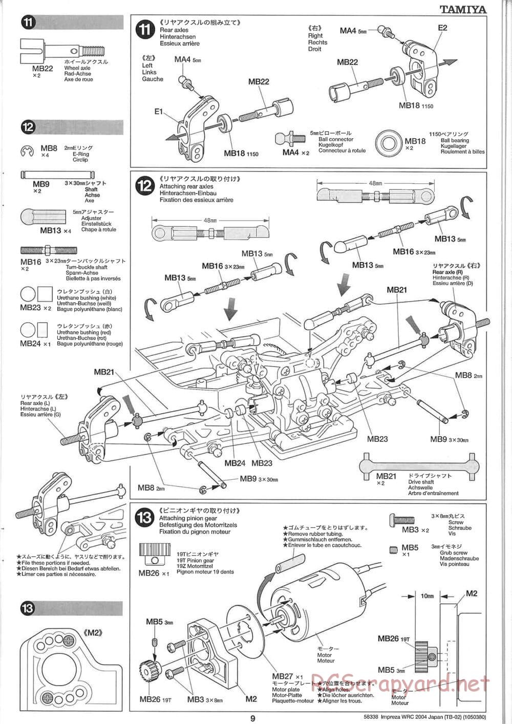 Tamiya - Subaru Impreza WRC 2004 Rally Japan - TB-02 Chassis - Manual - Page 9