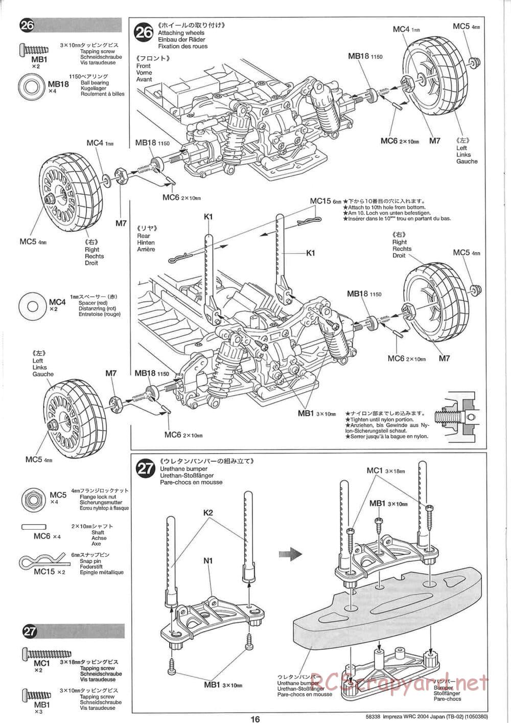 Tamiya - Subaru Impreza WRC 2004 Rally Japan - TB-02 Chassis - Manual - Page 16