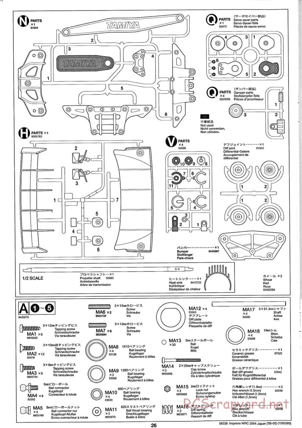 Tamiya - Subaru Impreza WRC 2004 Rally Japan - TB-02 Chassis - Manual - Page 26