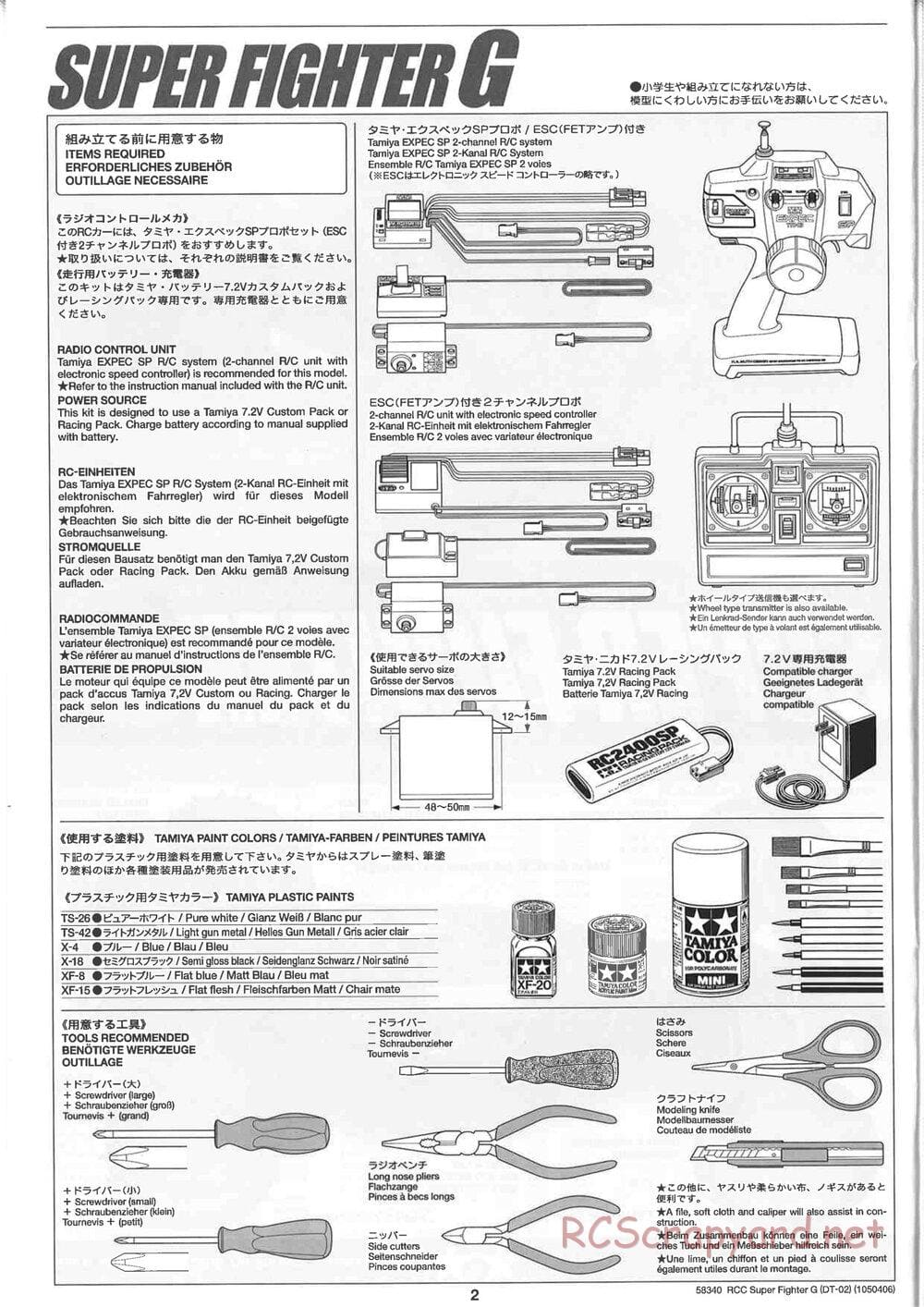 Tamiya - Super Fighter G Chassis - Manual - Page 2
