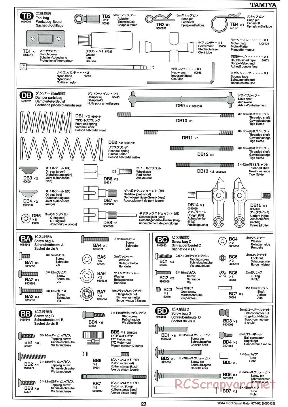 Tamiya - Desert Gator Chassis - Manual - Page 23
