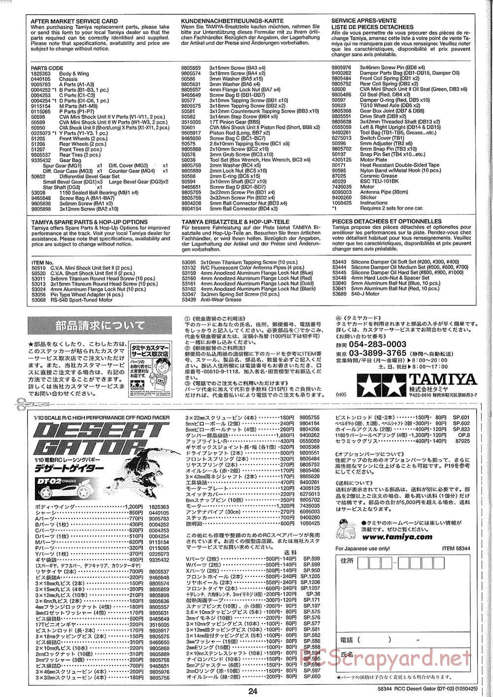 Tamiya - Desert Gator Chassis - Manual - Page 24