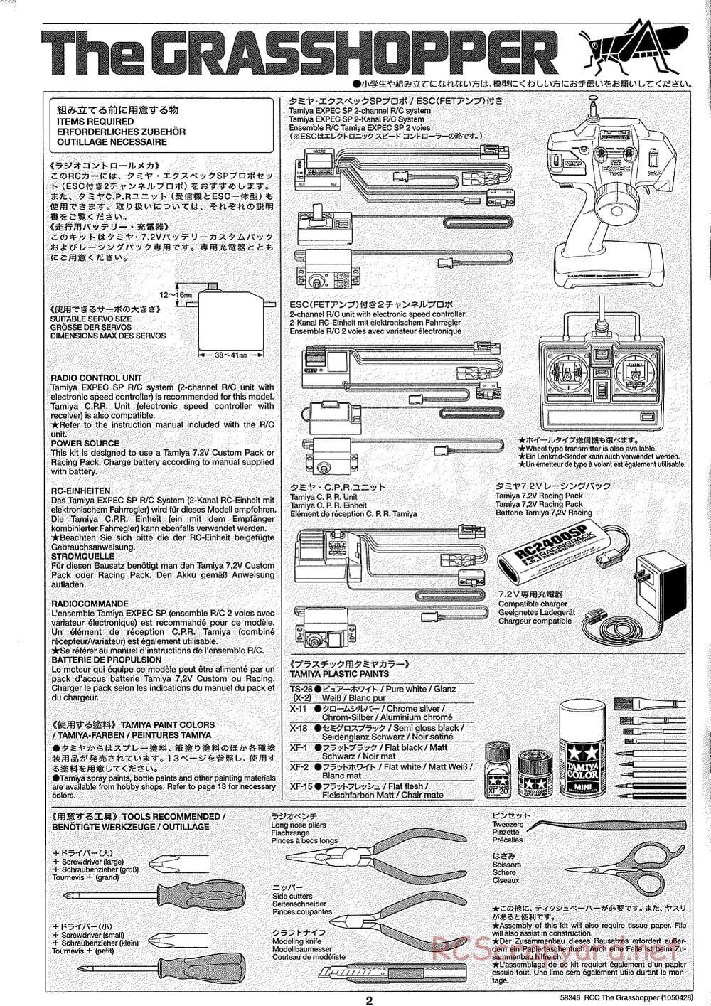 Tamiya - The Grasshopper (2005) - GH Chassis - Manual - Page 2
