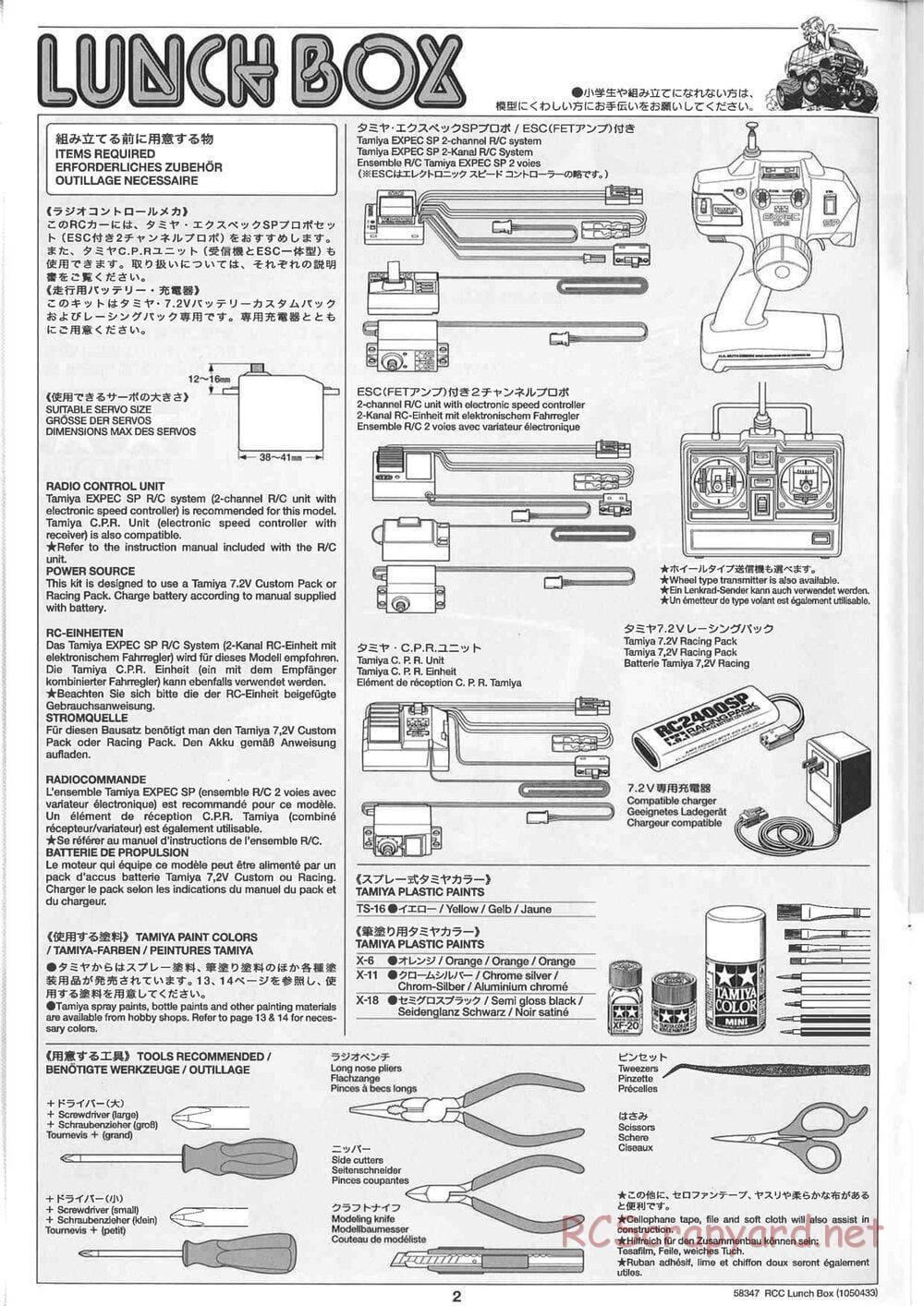 Tamiya - Vanessas Lunchbox - CW-01 Chassis - Manual - Page 2