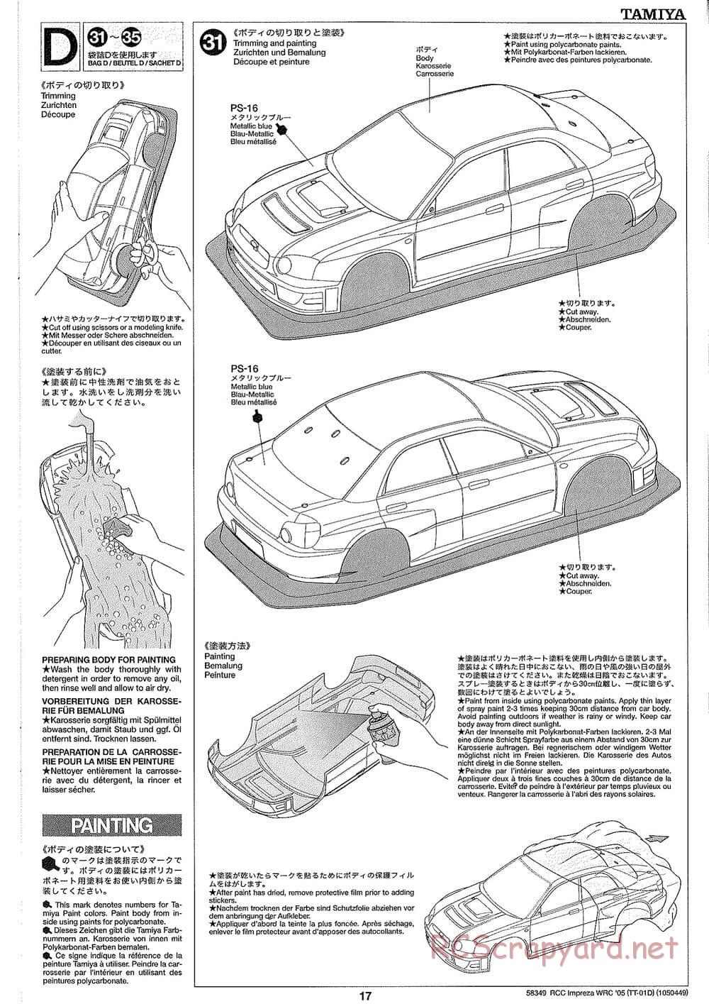 Tamiya - Subaru Impreza WRC Monte Carlo 05 - Drift Spec - TT-01D Chassis - Manual - Page 17