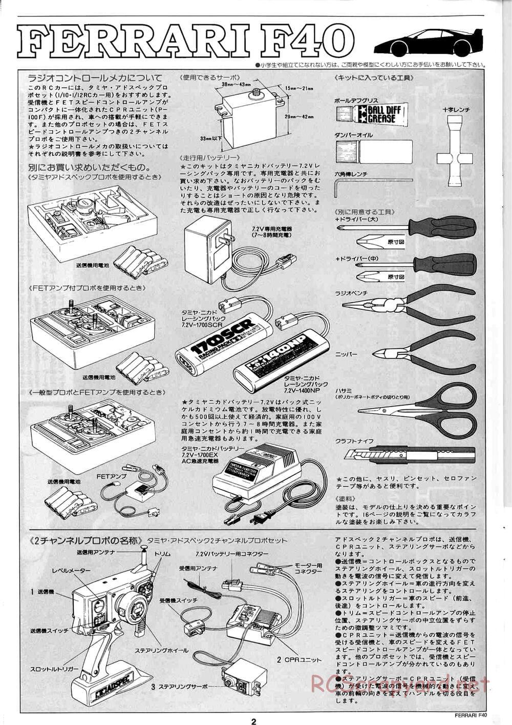 Tamiya - Ferrari F40 - Group-C Chassis - Manual - Page 2