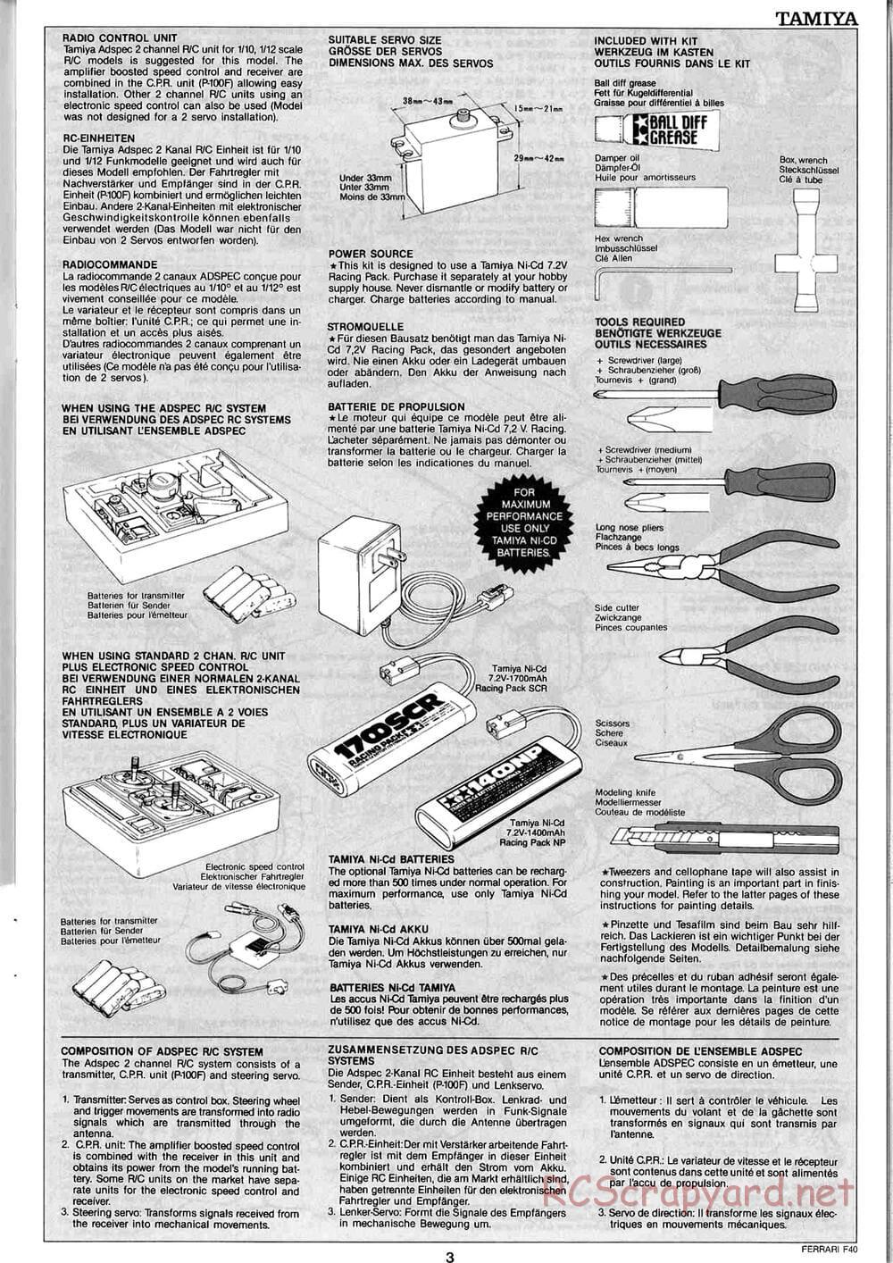 Tamiya - Ferrari F40 - Group-C Chassis - Manual - Page 3