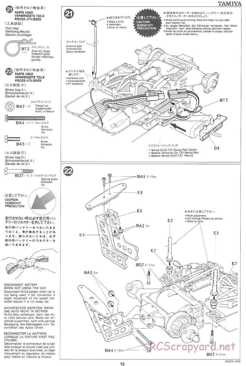 Tamiya - Mazda 787B - Group-C Chassis - Manual - Page 13