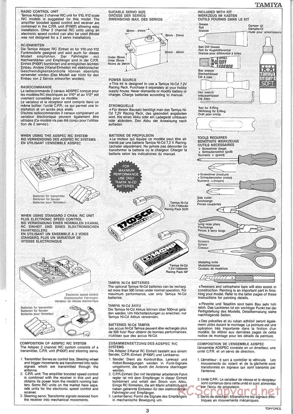 Tamiya - Top Force 2005 - DF-01 Chassis - Manual - Page 3