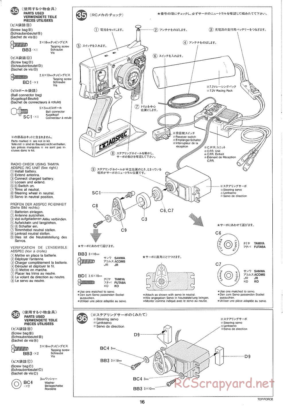 Tamiya - Top Force 2005 - DF-01 Chassis - Manual - Page 16