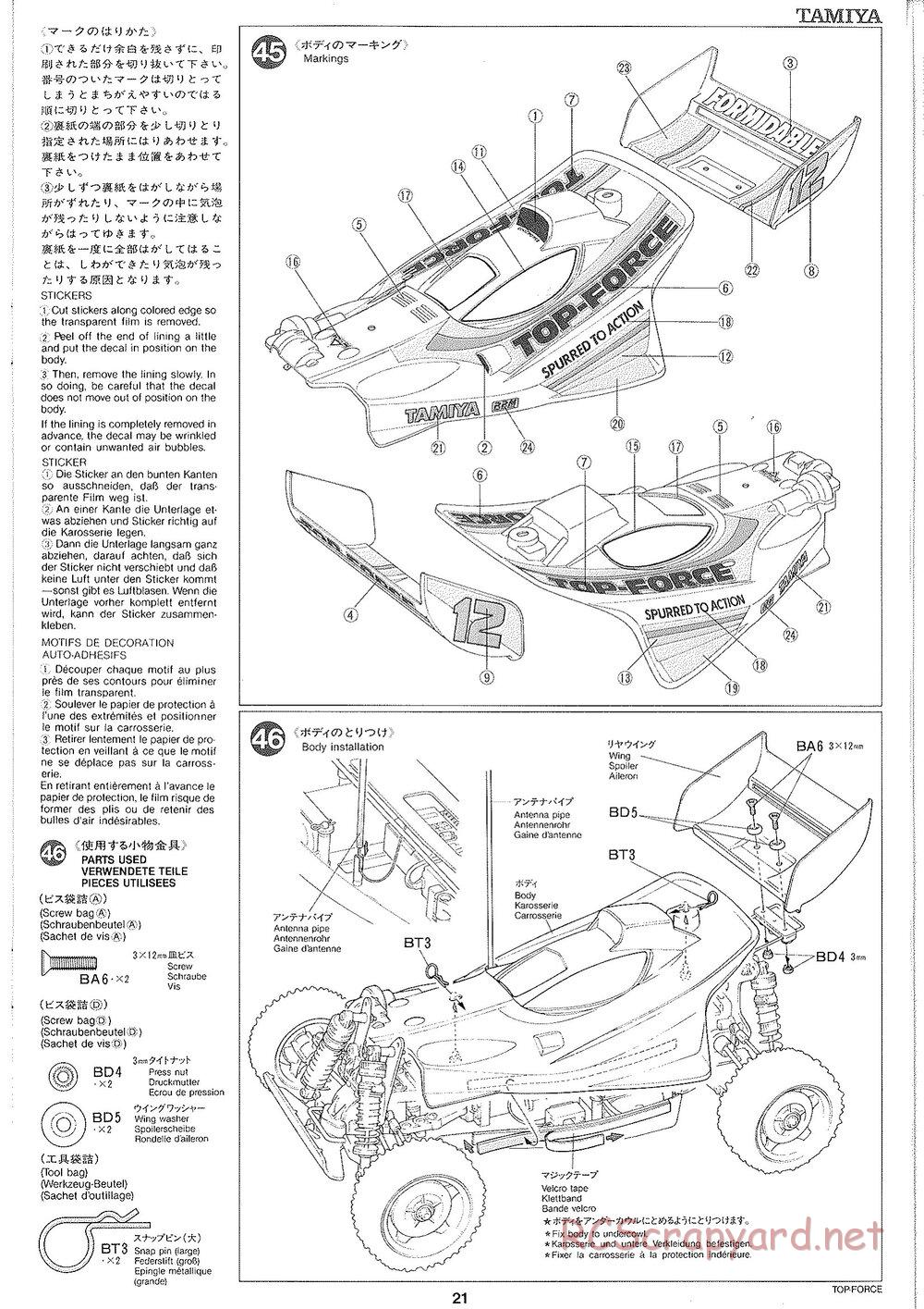 Tamiya - Top Force 2005 - DF-01 Chassis - Manual - Page 21