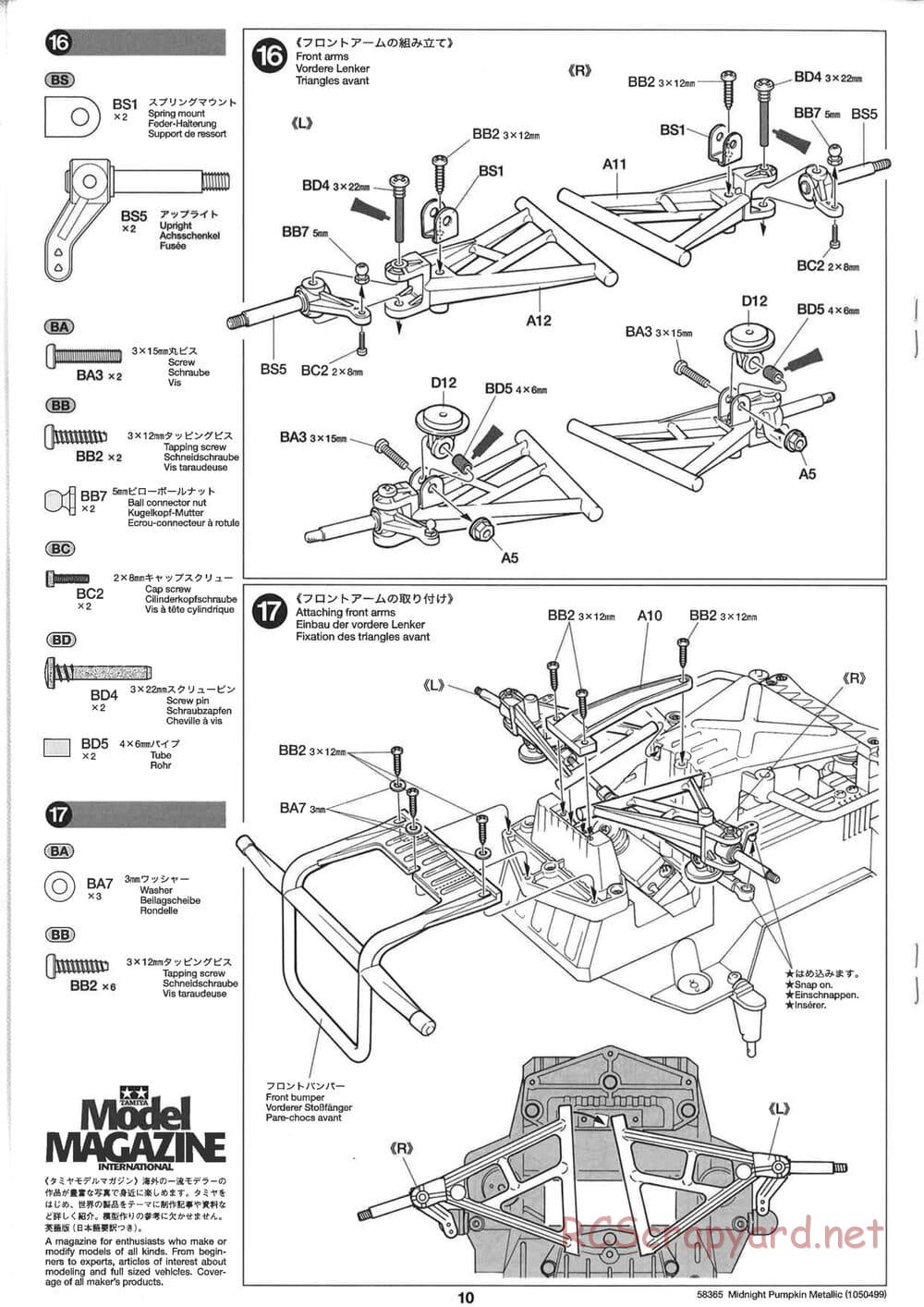 Tamiya - Midnight Pumpkin Chrome Metallic Special - CW-01 Chassis - Manual - Page 10