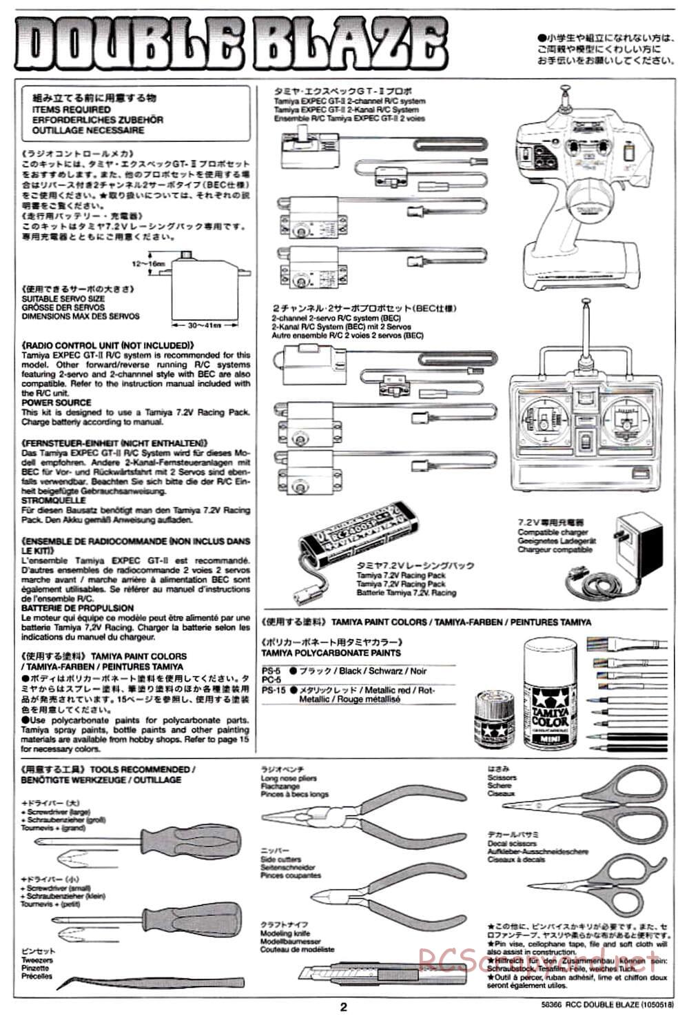 Tamiya - Double Blaze - WR-01 Chassis - Manual - Page 2