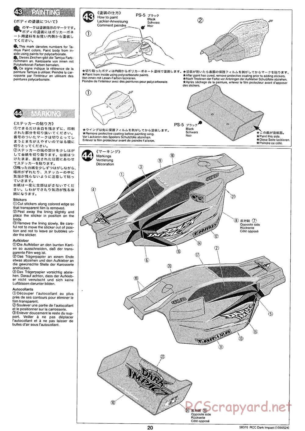 Tamiya - Dark Impact Chassis - Manual - Page 20