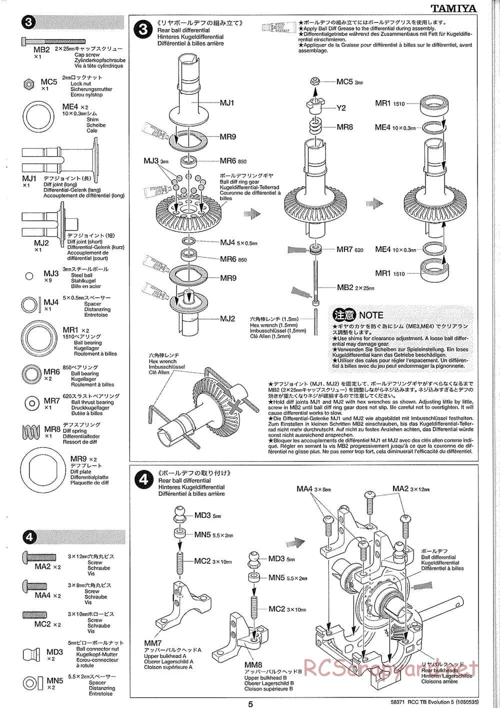 Tamiya - TB Evolution V Chassis - Manual - Page 5