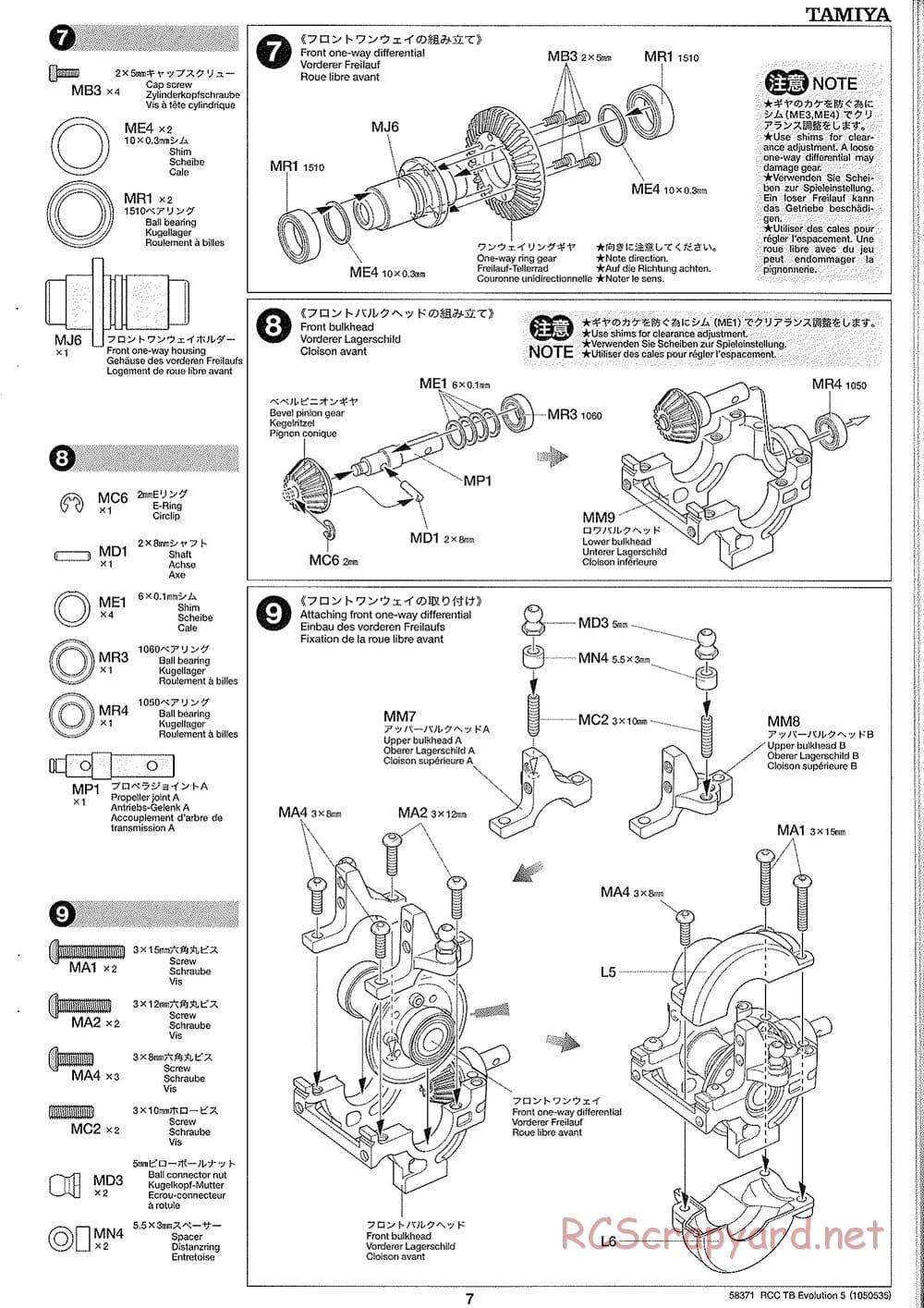 Tamiya - TB Evolution V Chassis - Manual - Page 7