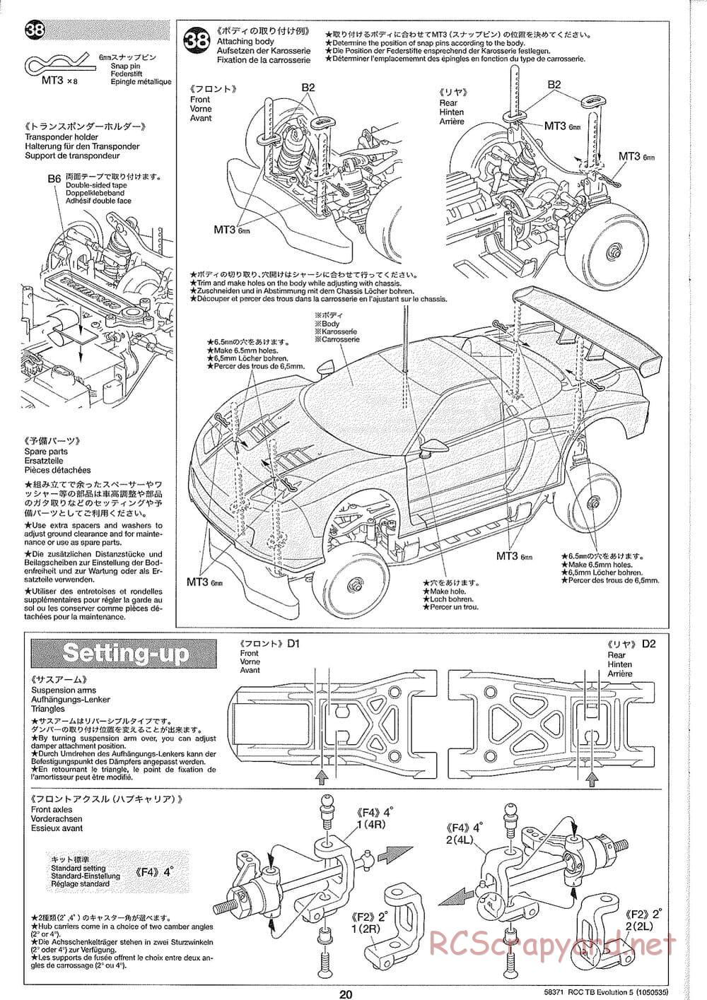 Tamiya - TB Evolution V Chassis - Manual - Page 20