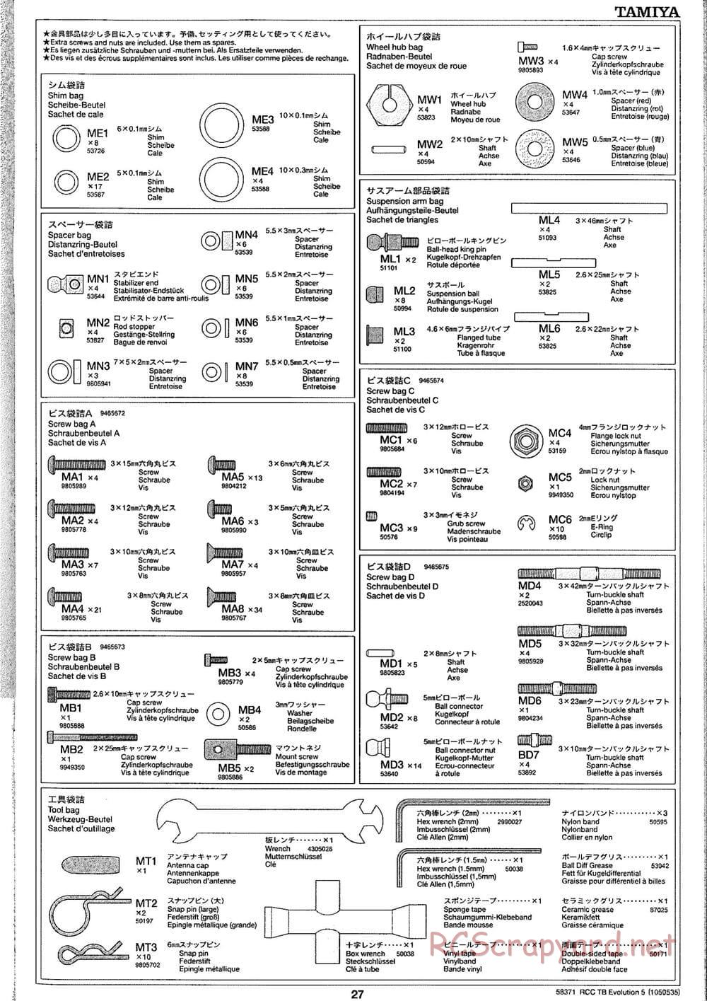 Tamiya - TB Evolution V Chassis - Manual - Page 27