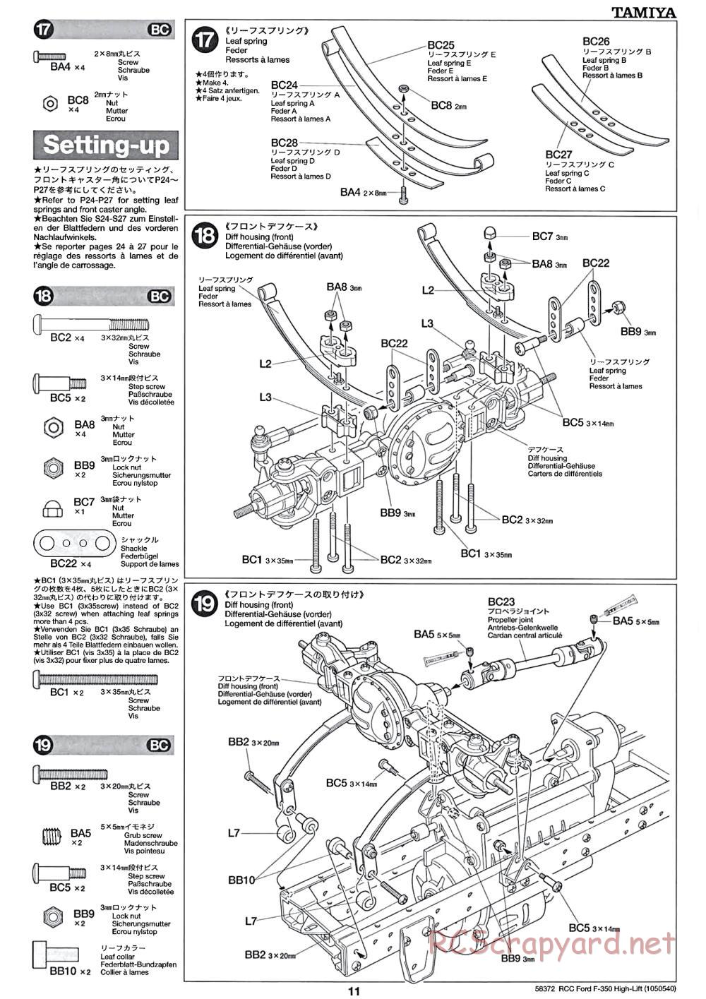 Tamiya - Ford F350 High-Lift Chassis - Manual - Page 11