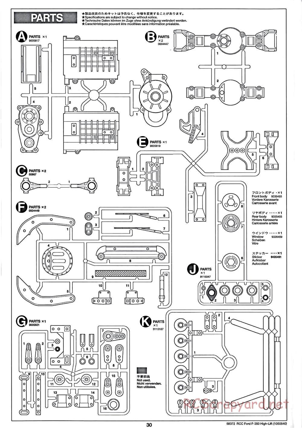 Tamiya - Ford F350 High-Lift Chassis - Manual - Page 30