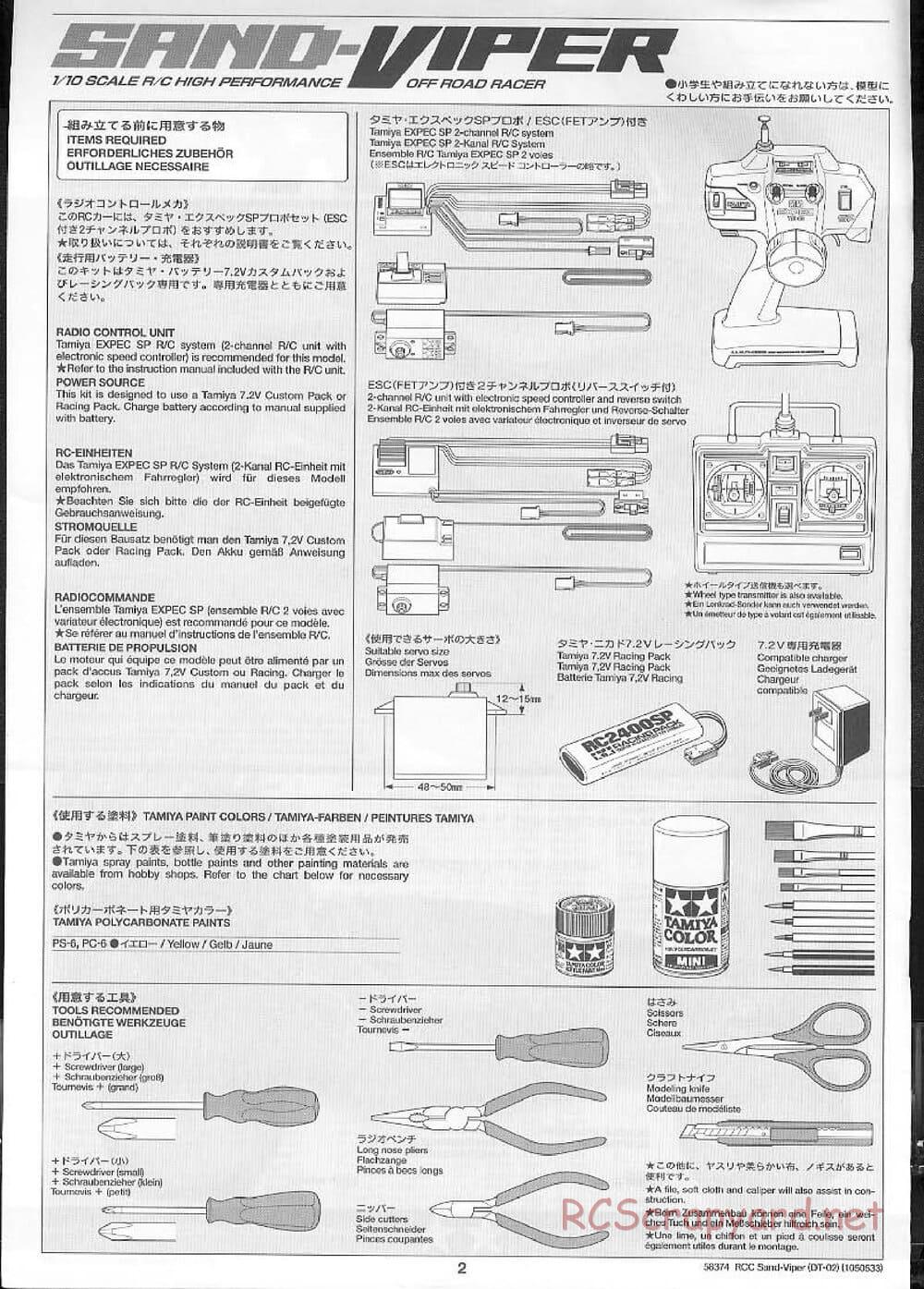 Tamiya - Sand Viper Chassis - Manual - Page 2