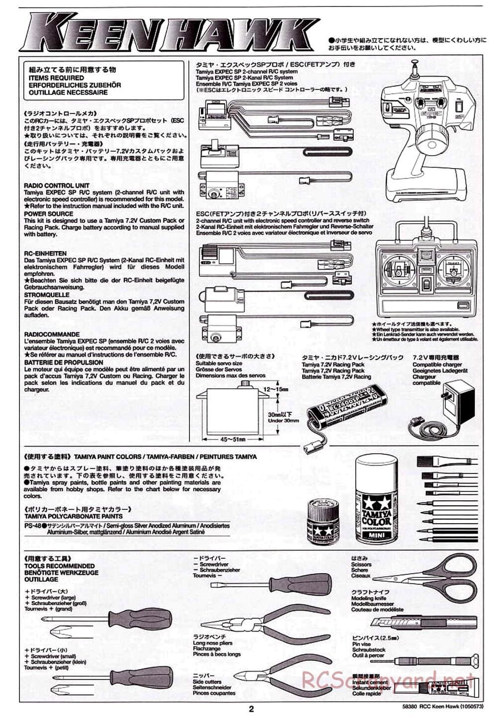 Tamiya - Keen Hawk Chassis - Manual - Page 2