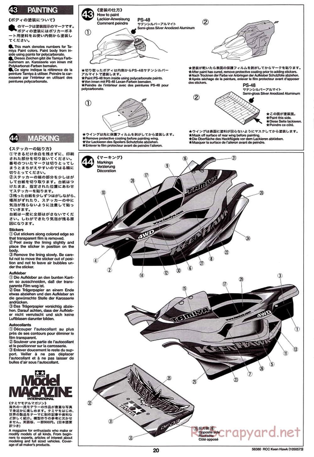 Tamiya - Keen Hawk Chassis - Manual - Page 20