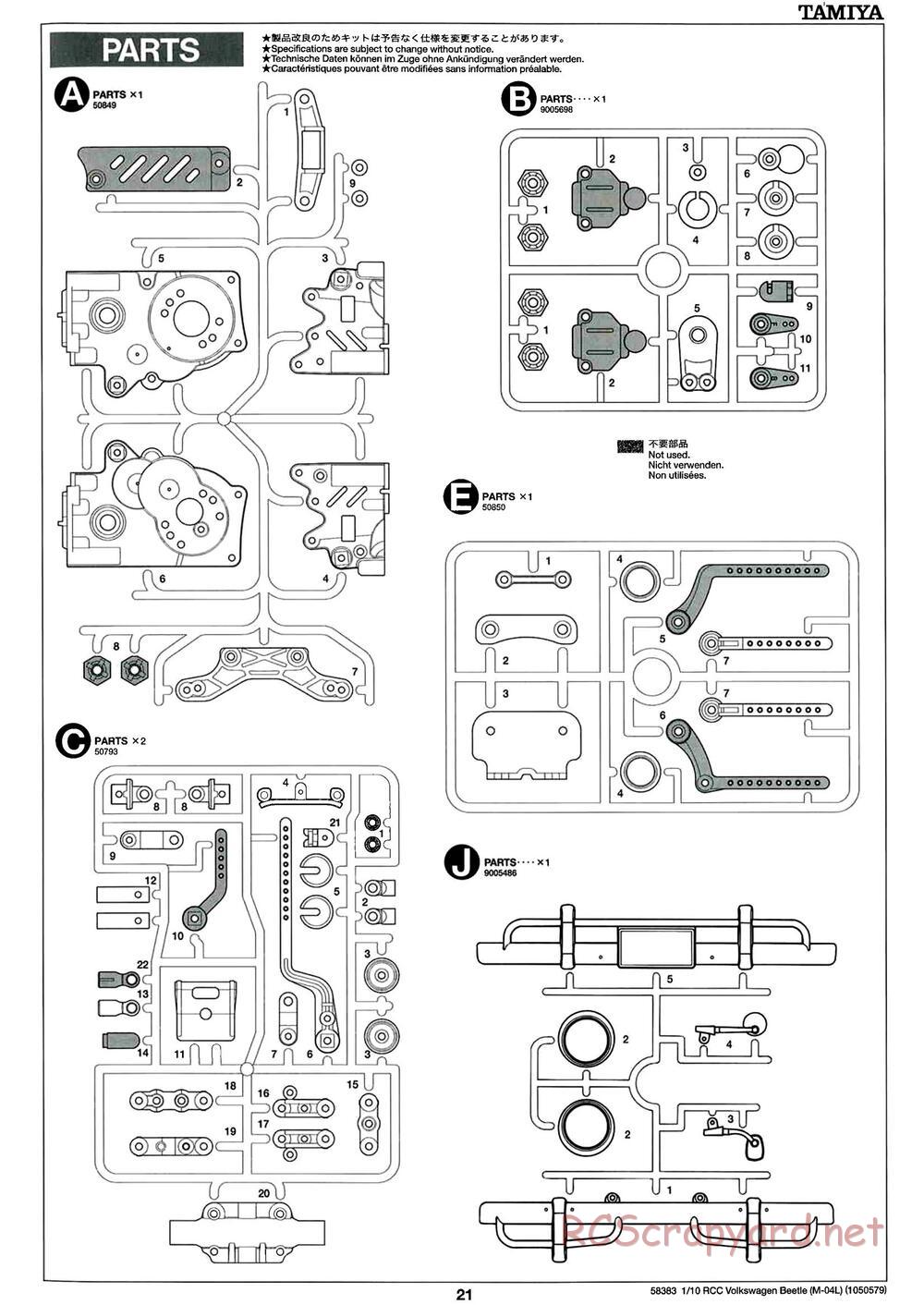 Tamiya - Volkswagen Beetle - M04L Chassis - Manual - Page 21