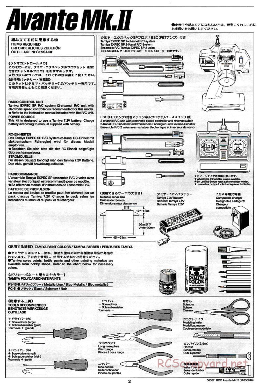 Tamiya - Avante Mk.II Chassis - Manual - Page 2