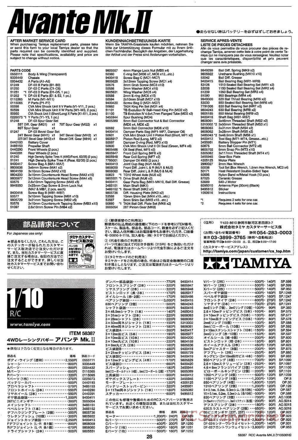 Tamiya - Avante Mk.II Chassis - Manual - Page 28