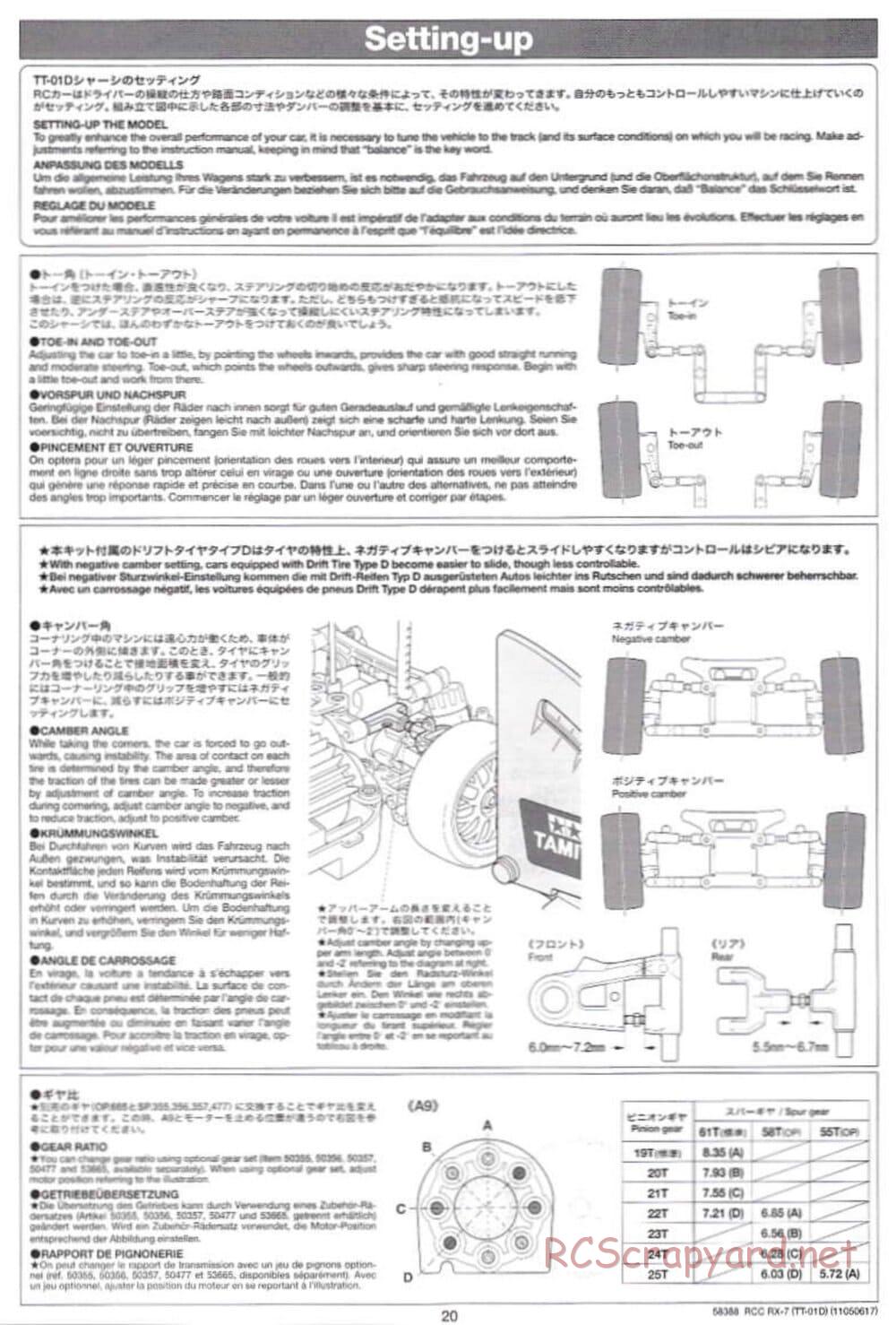 Tamiya - Mazda RX-7 - Drift Spec - TT-01D Chassis - Manual - Page 20