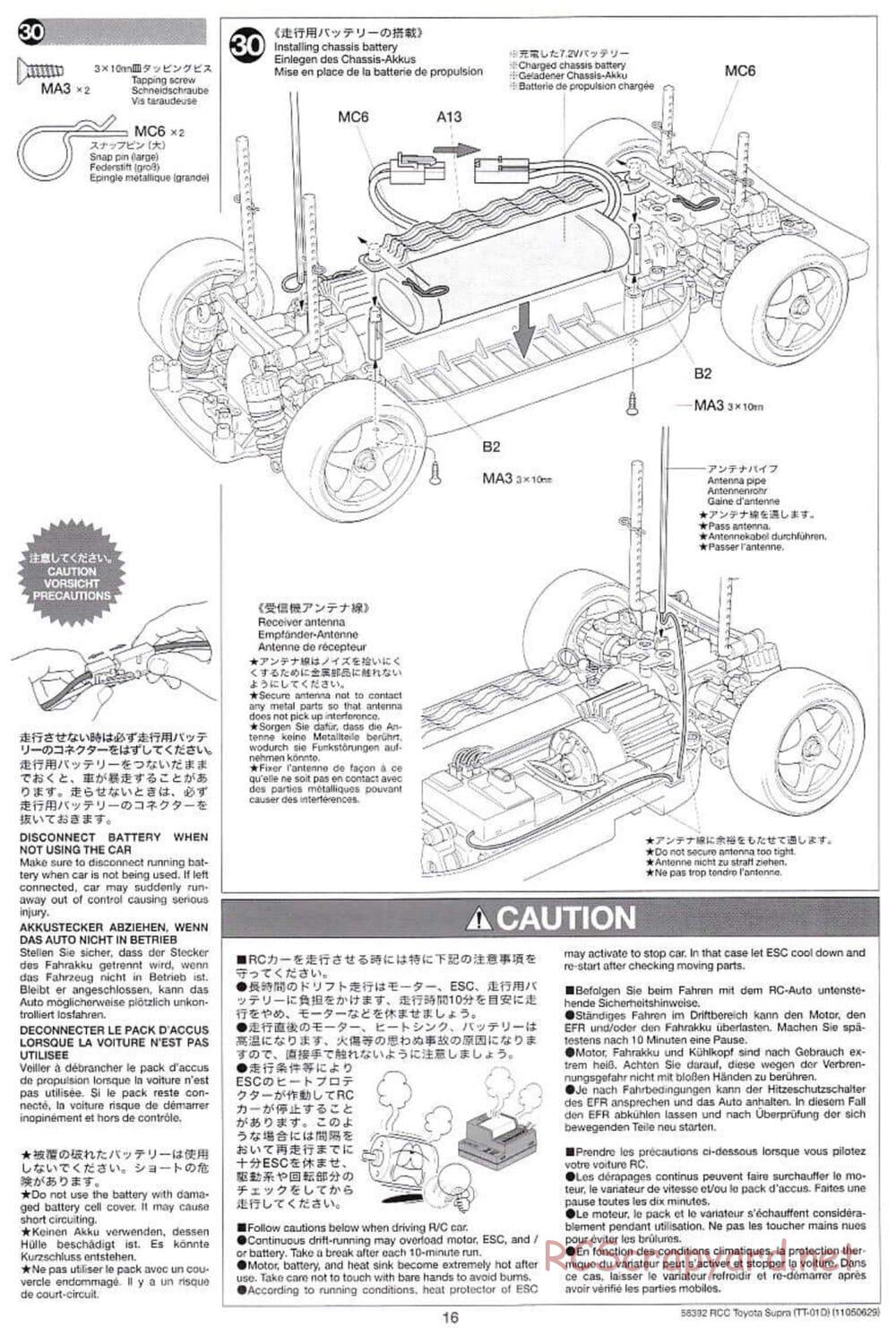 Tamiya - Toyota Supra - Drift Spec - TT-01D Chassis - Manual - Page 16
