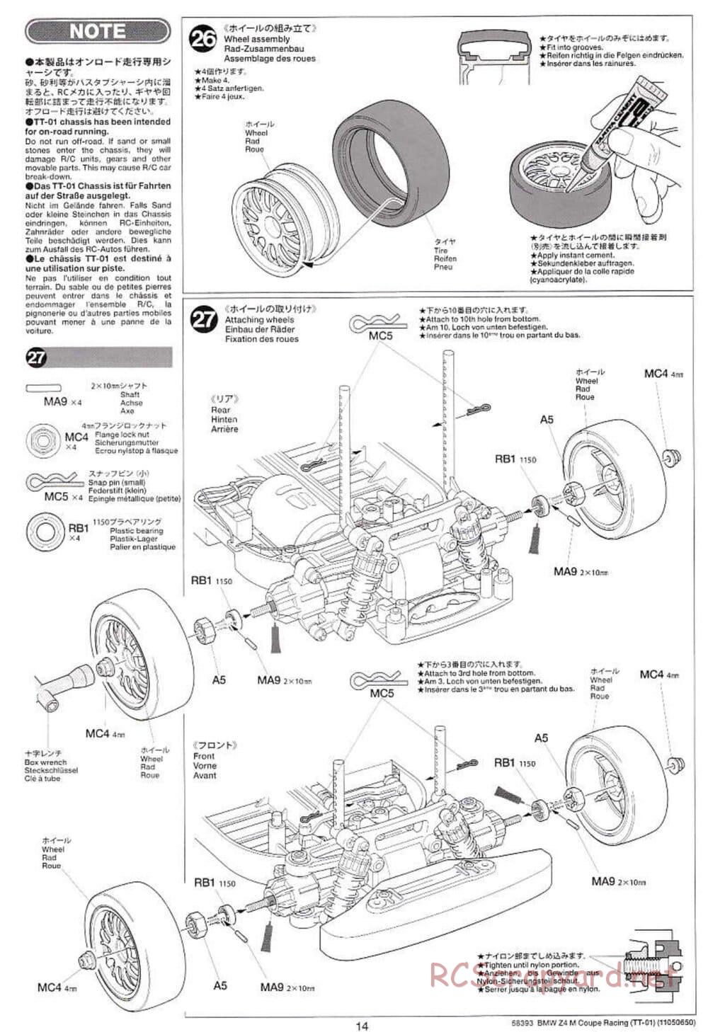 Tamiya - BMW Z4 M Coupe Racing - TT-01 Chassis - Manual - Page 14