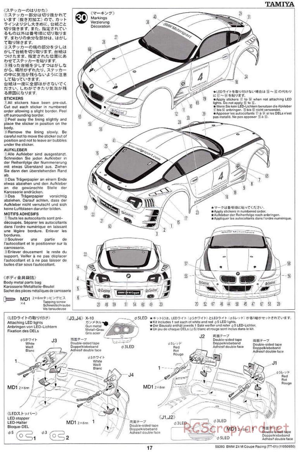 Tamiya - BMW Z4 M Coupe Racing - TT-01 Chassis - Manual - Page 17