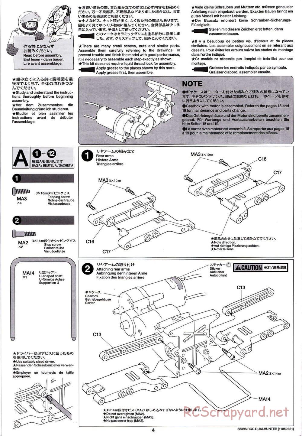 Tamiya - Dualhunter - WR-01 Chassis - Manual - Page 4