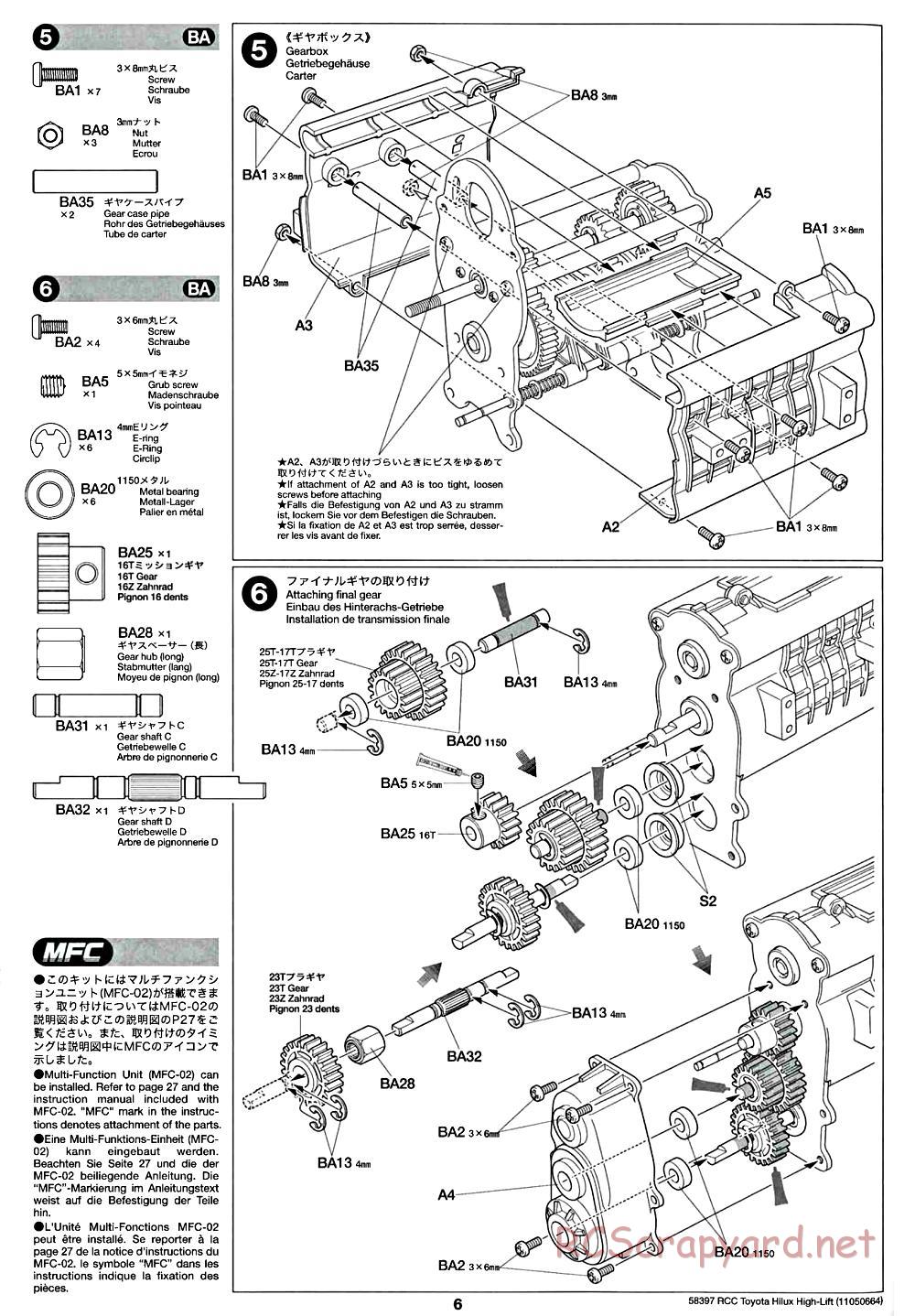Tamiya - Toyota Hilux High-Lift Chassis - Manual - Page 6