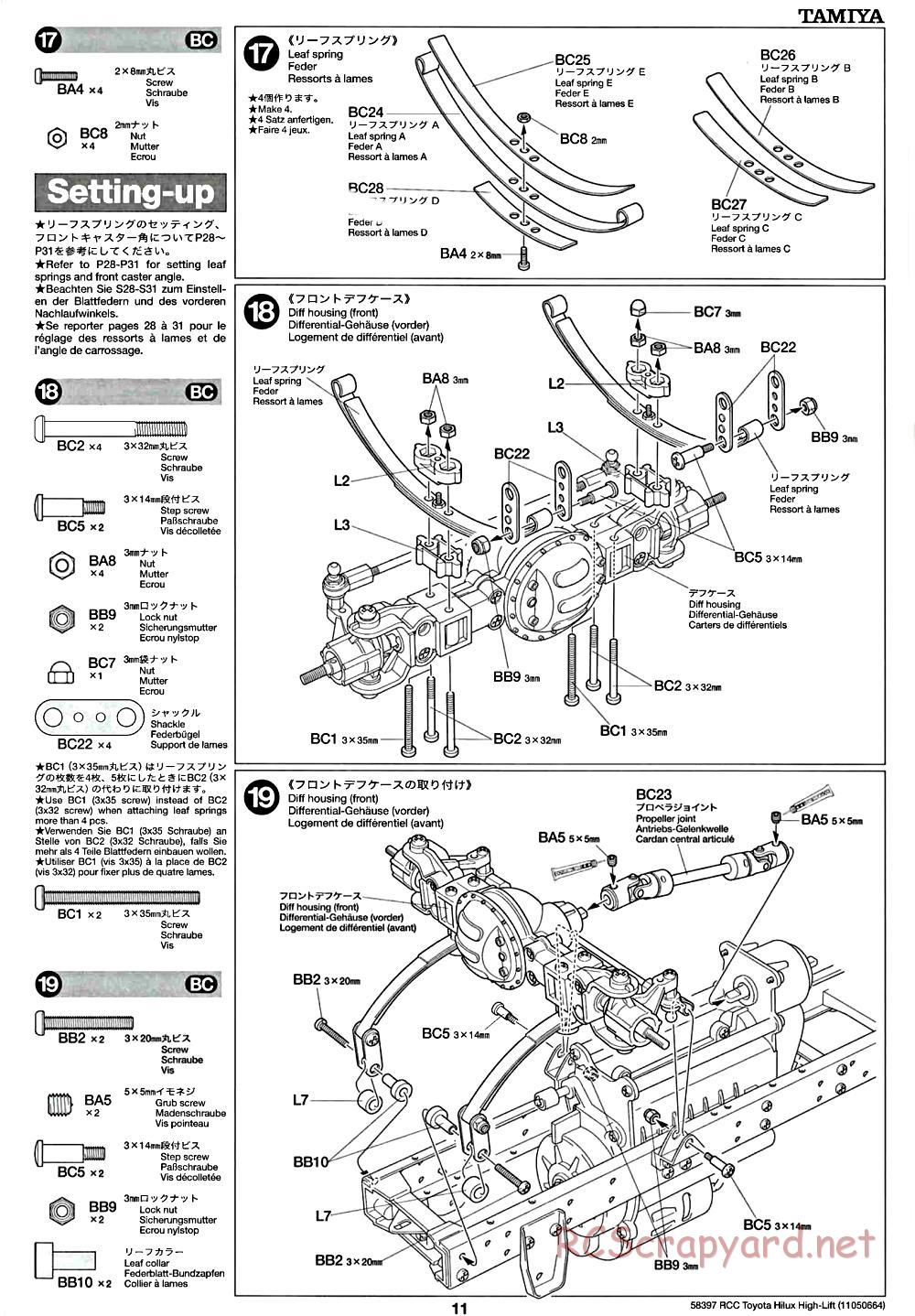 Tamiya - Toyota Hilux High-Lift Chassis - Manual - Page 11