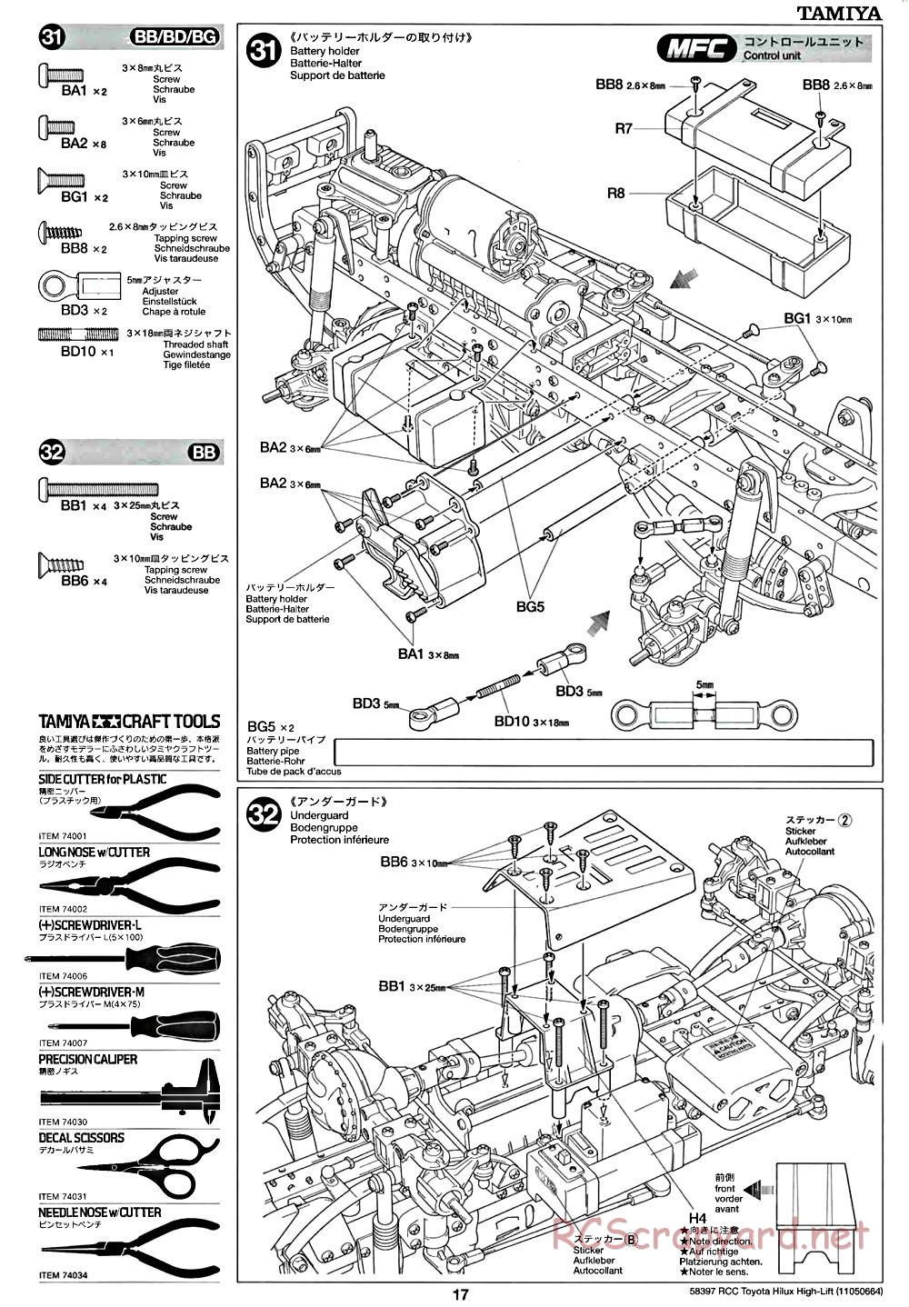 Tamiya - Toyota Hilux High-Lift Chassis - Manual - Page 17