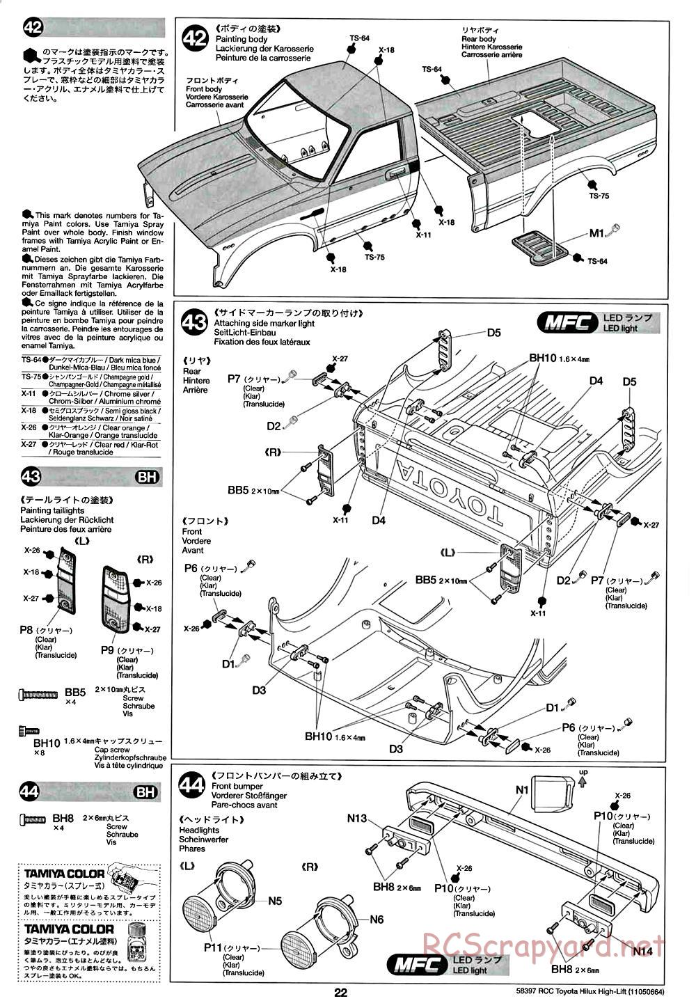 Tamiya - Toyota Hilux High-Lift Chassis - Manual - Page 22