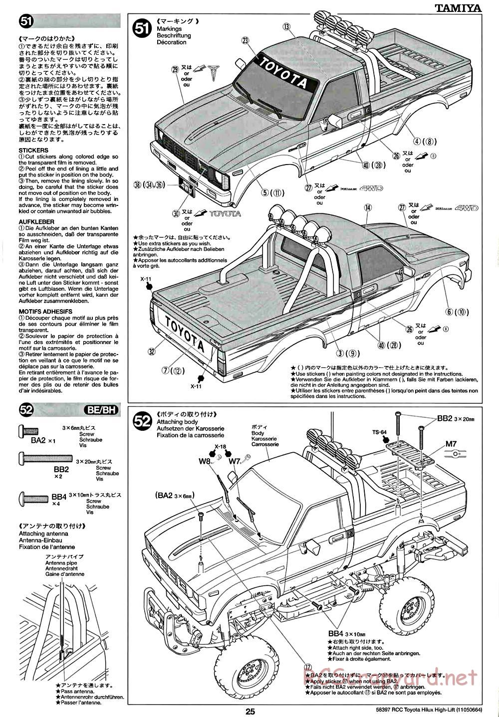 Tamiya - Toyota Hilux High-Lift Chassis - Manual - Page 25