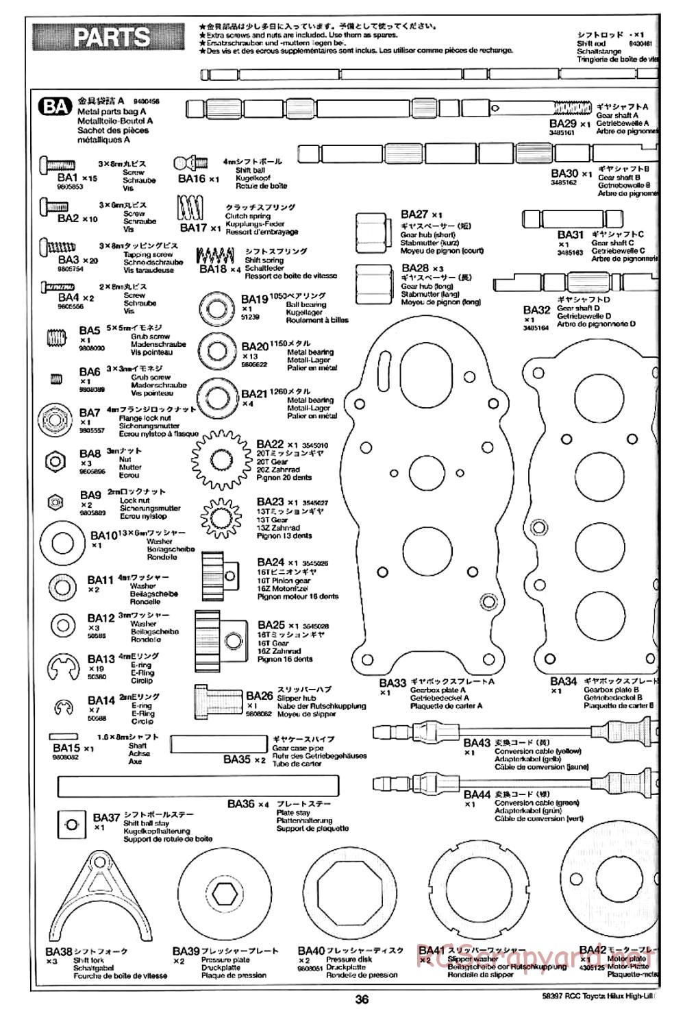Tamiya - Toyota Hilux High-Lift Chassis - Manual - Page 31