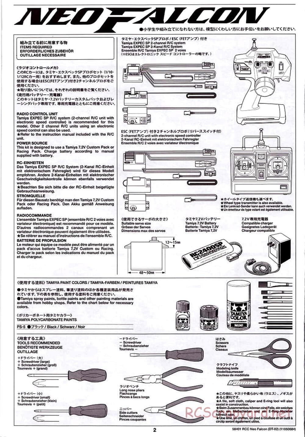 Tamiya - Neo Falcon Chassis - Manual - Page 2