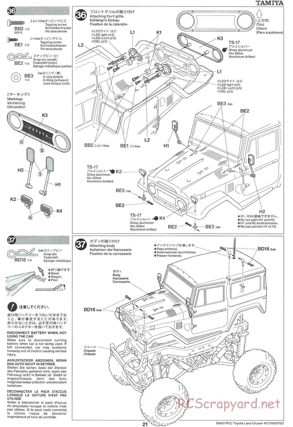 Tamiya - Toyota Land Cruiser 40 - CR-01 Chassis - Manual - Page 21
